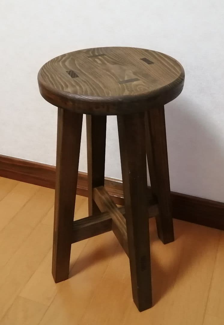 木製スツール　３脚セット　高さ52cm　丸椅子　stool