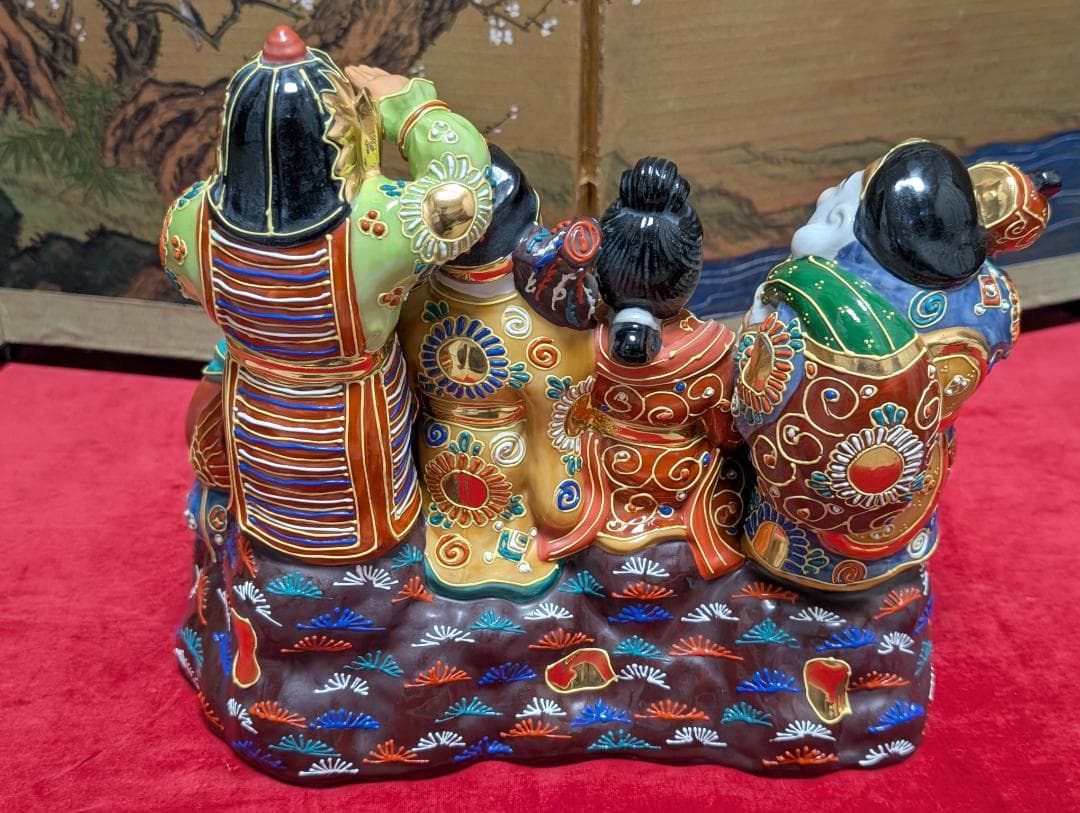九谷焼　置物　七福神　木台付
