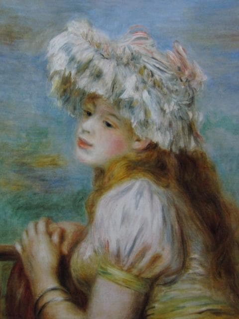ピエール・オーギュスト・ルノワール 【 レースの帽子の少女 】 高級画集画