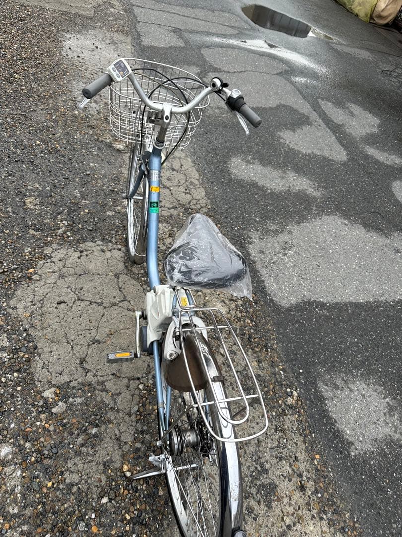 パナソニック電動アシスト自転車 青 前バスケット付き