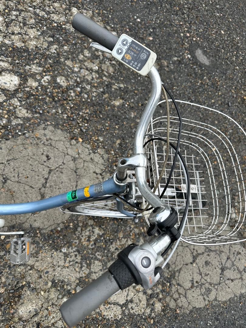 パナソニック電動アシスト自転車 青 前バスケット付き