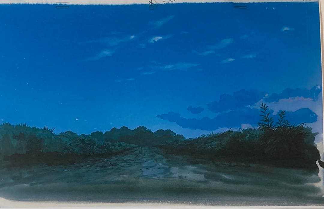 e６４　となりのトトロセル画【猫バスと二人】背景画・額縁付き
