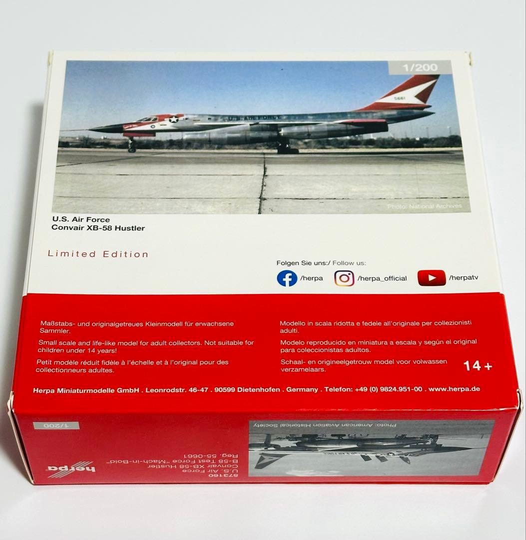 航空機・ヘリコプター HERPA 1/200 Convair XB-58 Hustler