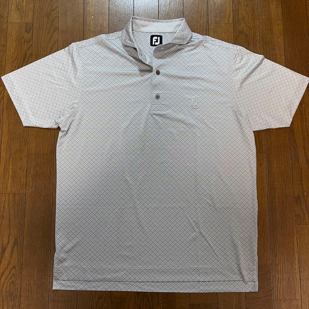 【中古美品】FOOT JOY フットジョイ ポロシャツ 総柄 グレー系2XL
