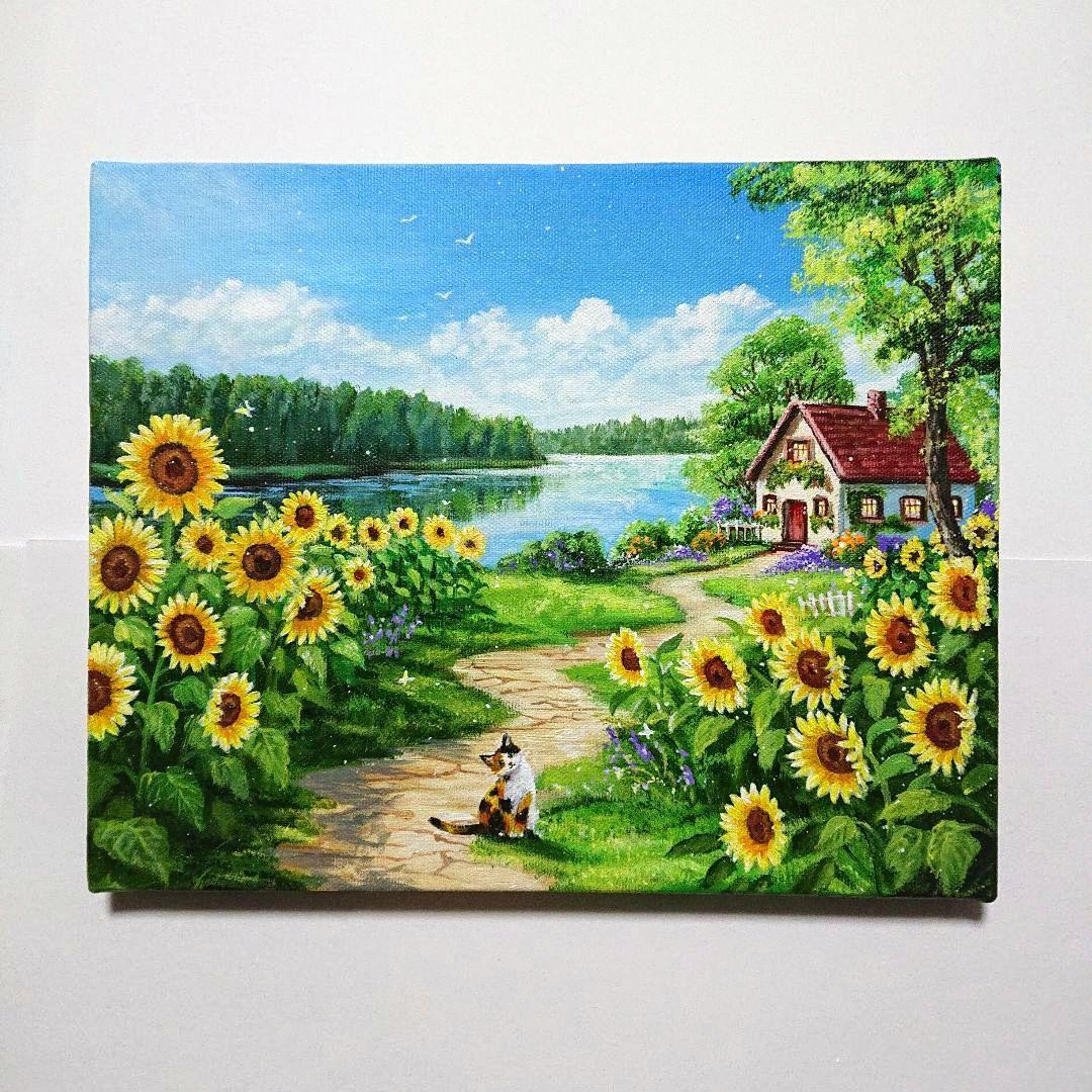 【盛夏の頃】アクリル画 F3 風景画 絵画