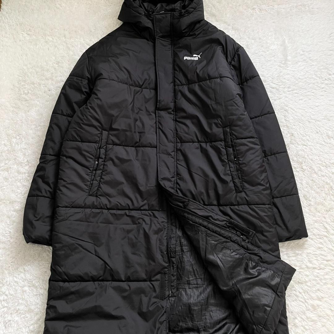 美品/XXLサイズ✨PUMA ベンチコート ロング丈 軽量 黒 大きいサイズ