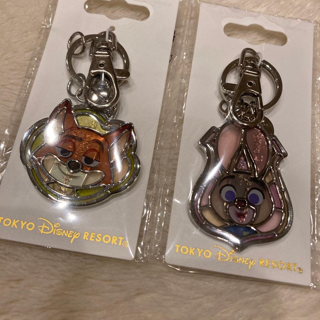ディズニーランド ガラスの靴 ズートピア ニック ジュディ キーホルダー セット