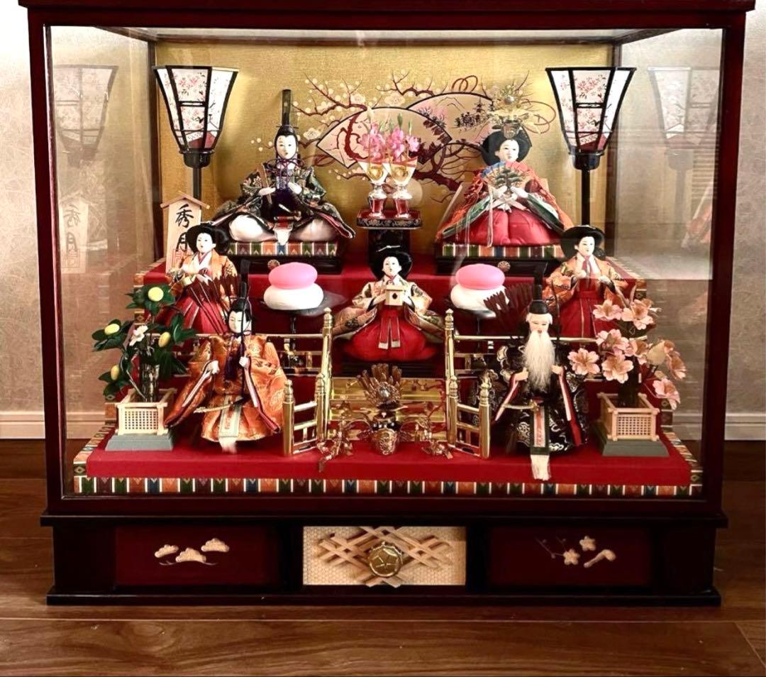 ひな祭り 雛人形セット ガラスケース付