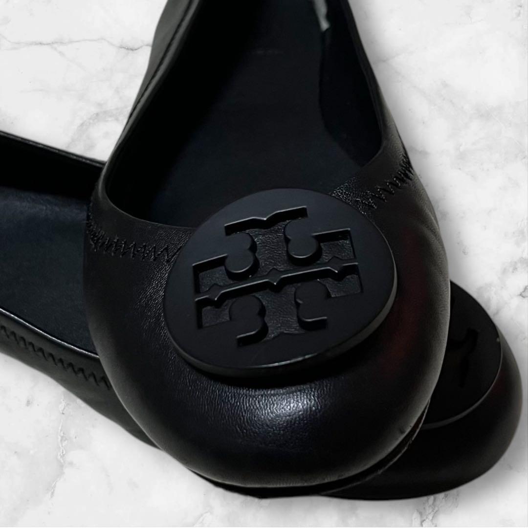 美品★TORY BURCH◎トリーバーチ/フラット、バレエシューズ/黒/7.5M