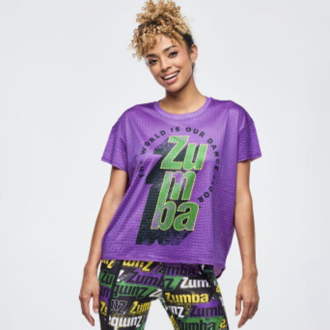 Zumba メッシュダンスTシャツ 紫