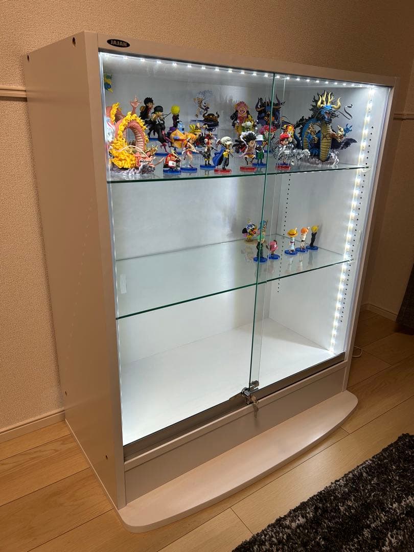 JAJANコレクションラック LED照明付きブラックガラスケース