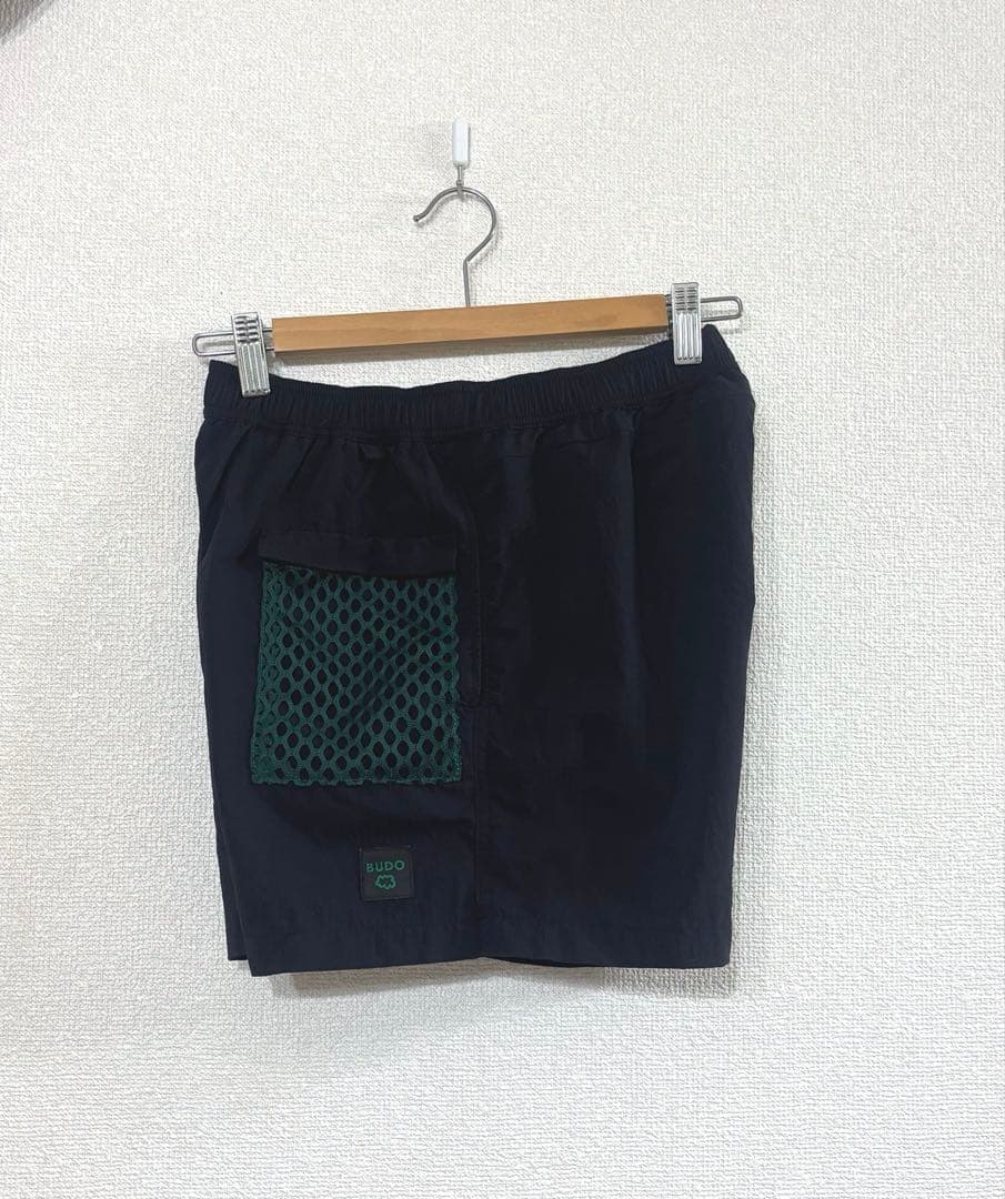BUDO big mesh shorts☆ブラックグリーン☆XSサイズ