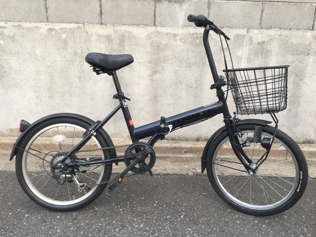 折り畳み自転車 整備済み 20インチ 自転車 チャリ ギヤ 6段 美品 黒 系