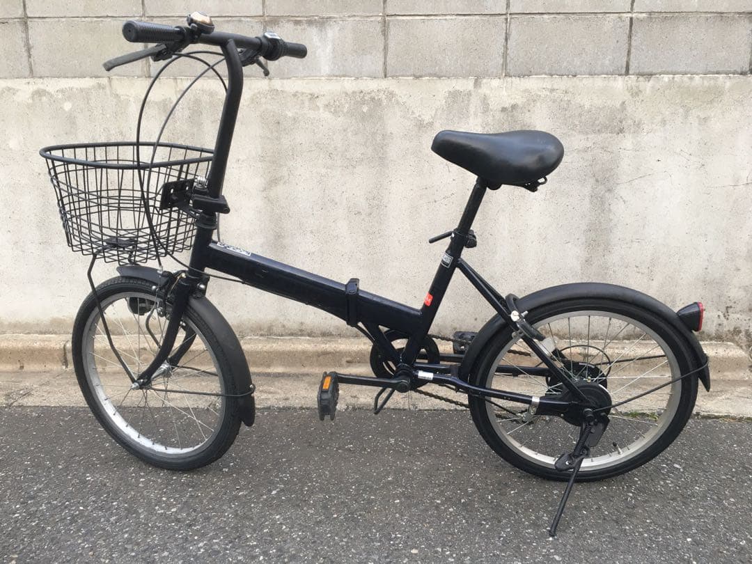 折り畳み自転車 整備済み 20インチ 自転車 チャリ ギヤ 6段 美品 黒 系