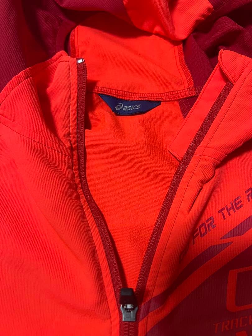 ASICS オレンジ ウィンドブレーカー上下サイズ違い 上L下M メンズ
