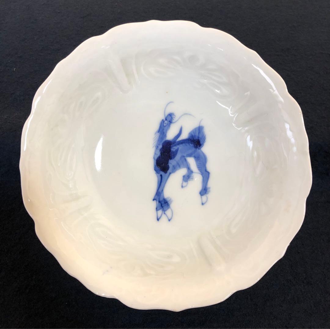 《R》伊万里 染付 麒麟図 輪花 小鉢6客 1f