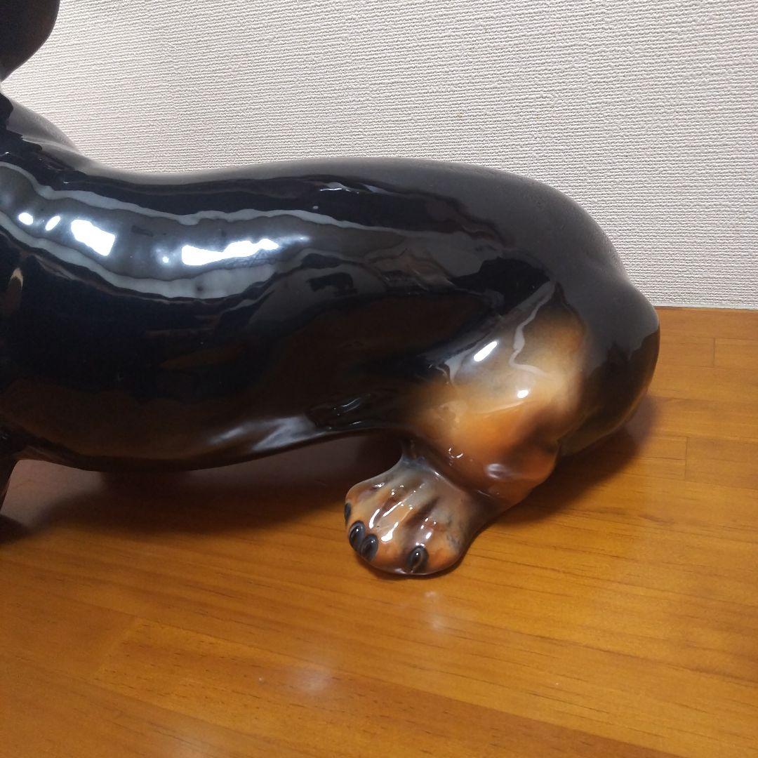 イタリア陶器 ダックスフンド 陶器 置物 約38cm