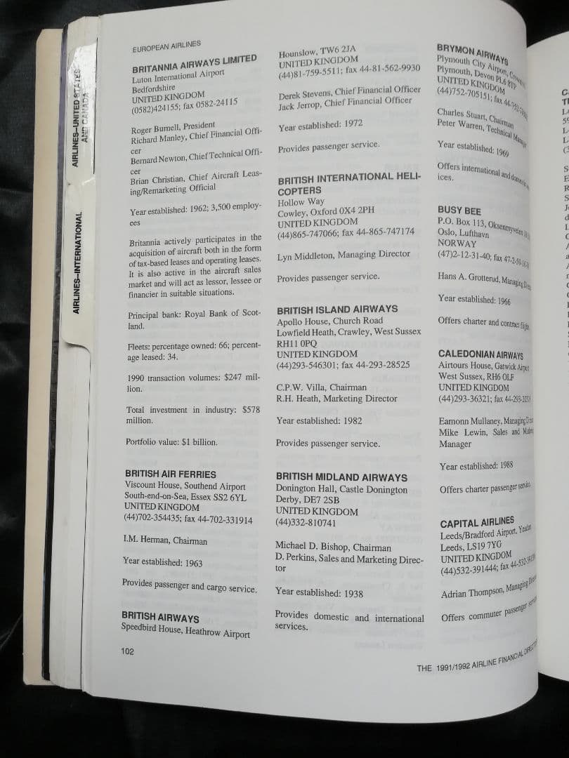 【ヴィンテージ】1991/1992THE AIRLINE F DIRECTORY