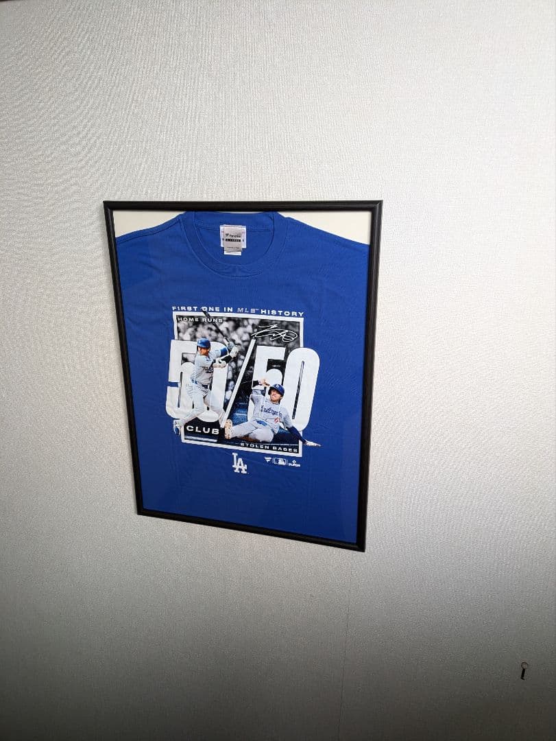 大谷翔平選手、50/50、Tシャツ、XLサイズ、Fanatics社、額付