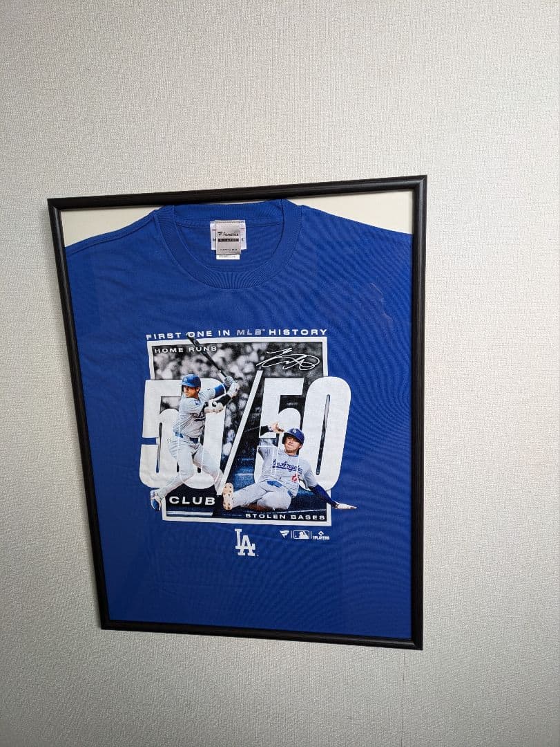 大谷翔平選手、50/50、Tシャツ、XLサイズ、Fanatics社、額付
