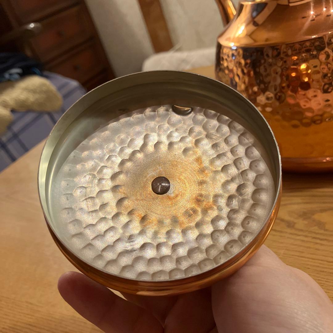 【美品】「茶寮」銅製ハンマードやかん　星野器物