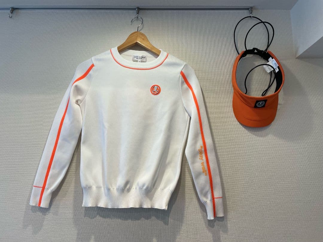 美品✦マークアンドロナ✦サマーニット＋サンバイザーオレンジセットアップ