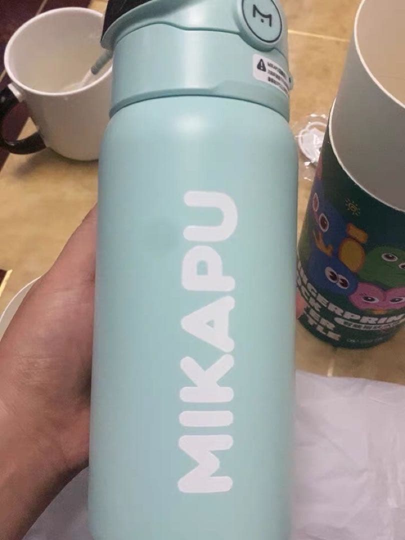 MIKAPU 指紋認証 水筒 ミントグリーン