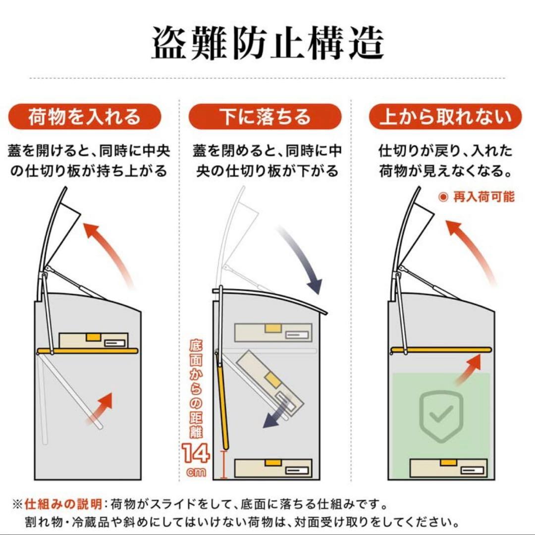 【訳あり】宅配ボックス 大容量 置き型 防盗 ダイヤル式 ブラック