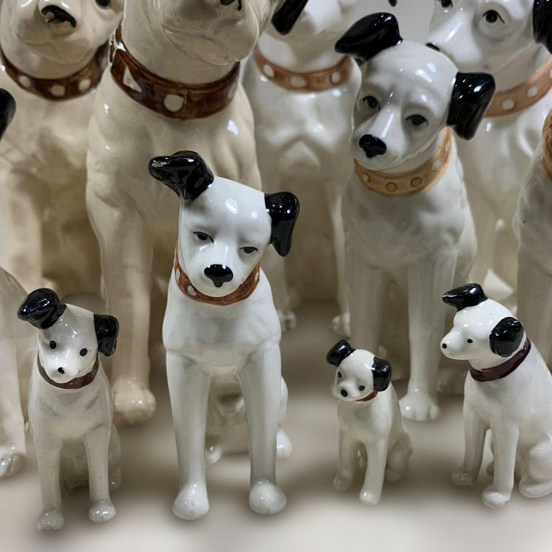 Victor ビクターニッパー犬 12体 置物　高さ約25㎝〜5.5㎝