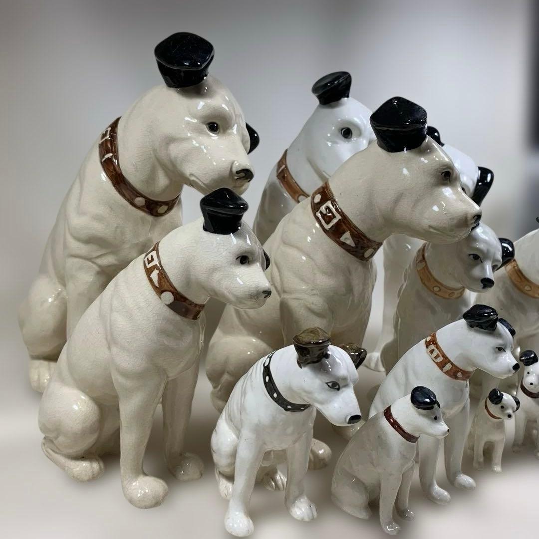 Victor ビクターニッパー犬 12体 置物　高さ約25㎝〜5.5㎝