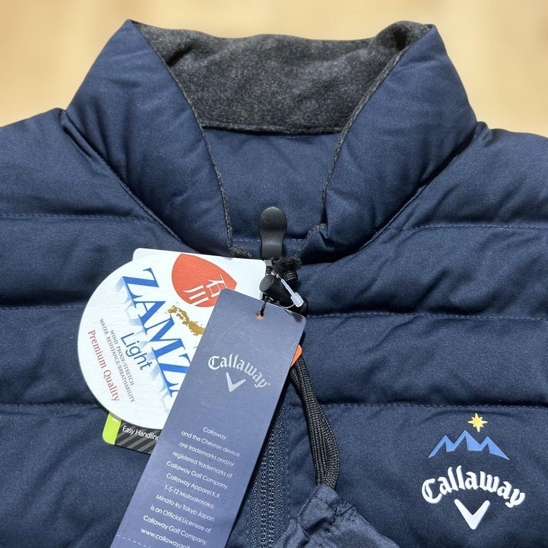 新品タグ付き　キャロウェイ Callaway中綿ベスト ネイビー　L 収納袋