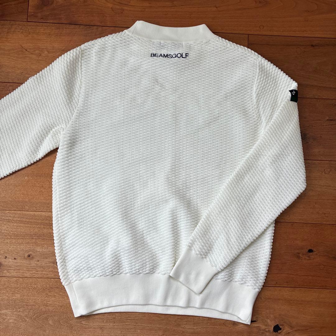 美品 BEAMS GOLF ワッフル スウェット ホワイトロゴ刺繍 ゴルフウェア