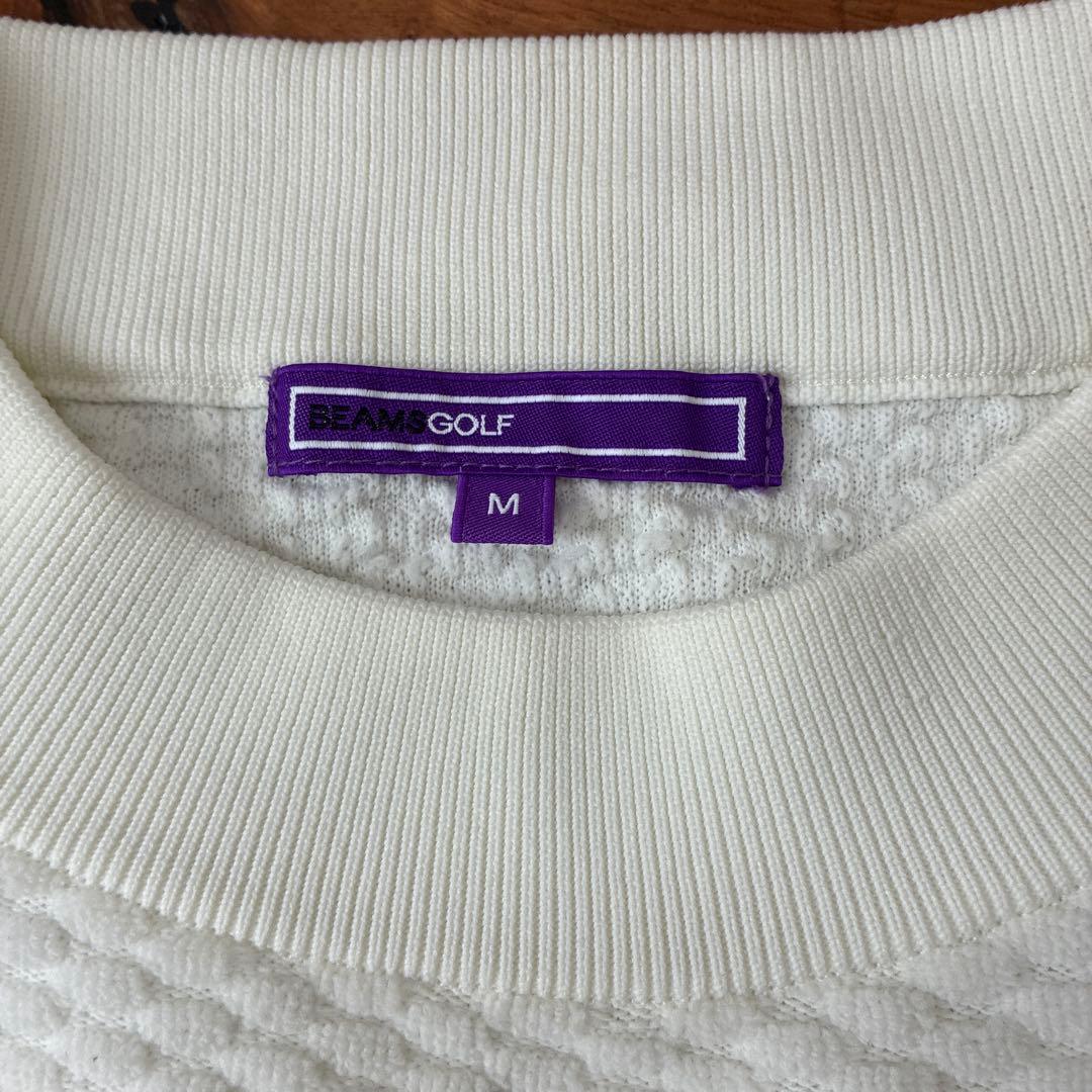 美品 BEAMS GOLF ワッフル スウェット ホワイトロゴ刺繍 ゴルフウェア