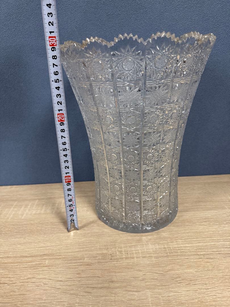 ボヘミア　ガラス花瓶　クリスタル　30cm