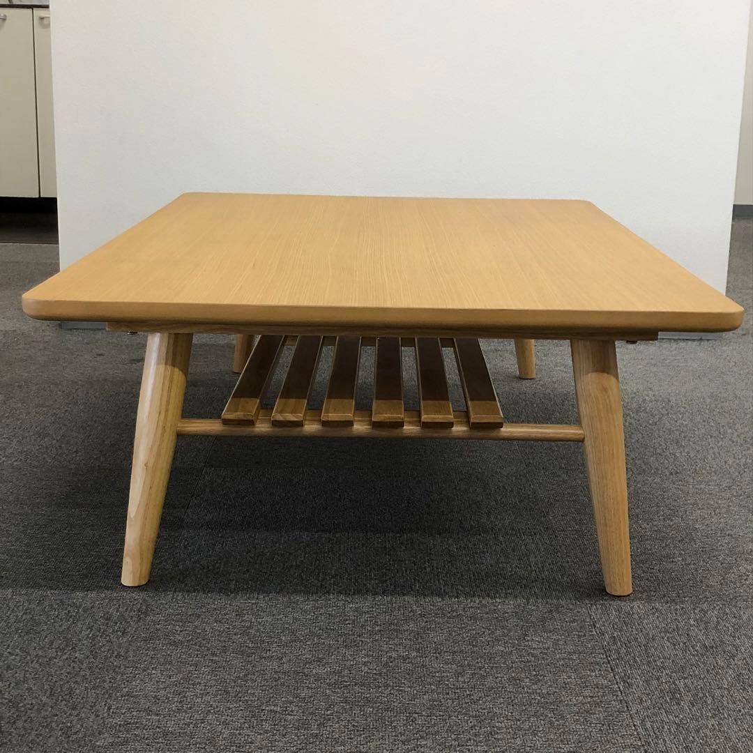 訳あり ローテーブル 座卓 120cm×80cm 棚付き 木製 ナチュラル