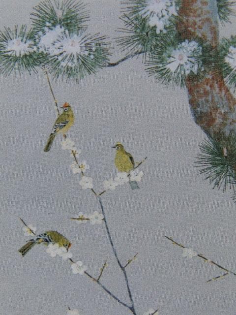 上村淳之、【四季花鳥図】、希少な額装用画集より、新品額装付、状態良好