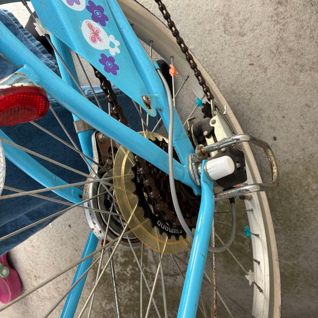 女の子用自転車 22インチ シマノ製6段変速 パステルブルー