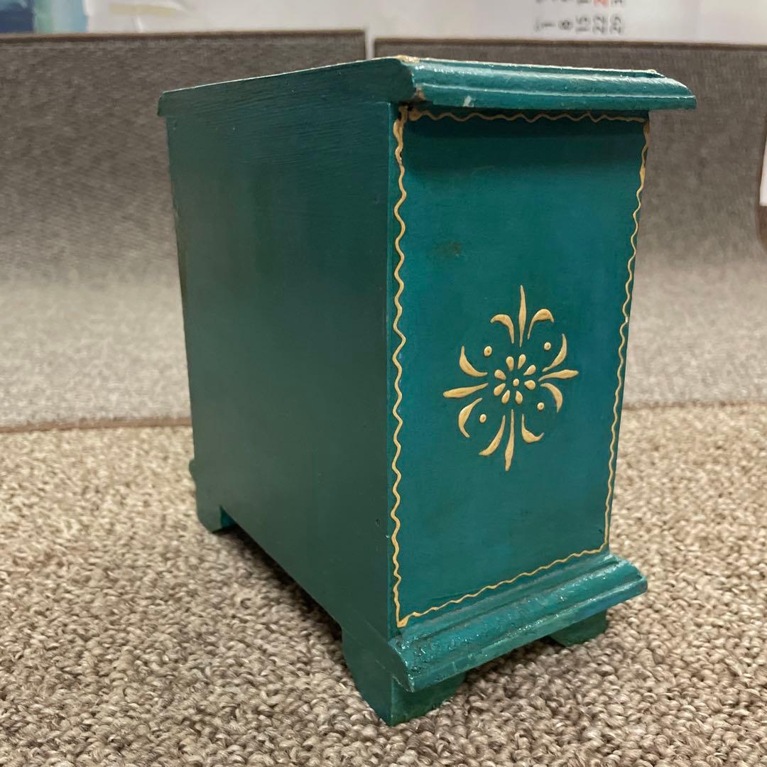 アンティーク調 木製　陶器 ミニチェストタイル 収納 引き出し BOX