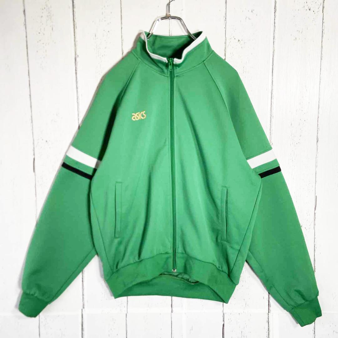 asics 80's ビンテージ トラックジャケット 日本製 古着 L グリーン