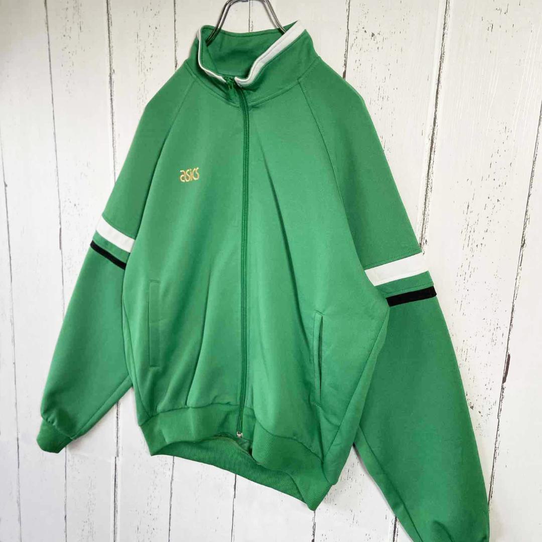 asics 80's ビンテージ トラックジャケット 日本製 古着 L グリーン