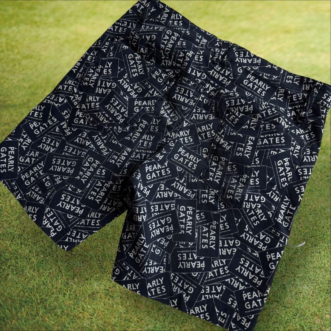 美品　パーリーゲイツ　ハーフパンツ　短パン　紺　ネイビー　総柄　6 XL
