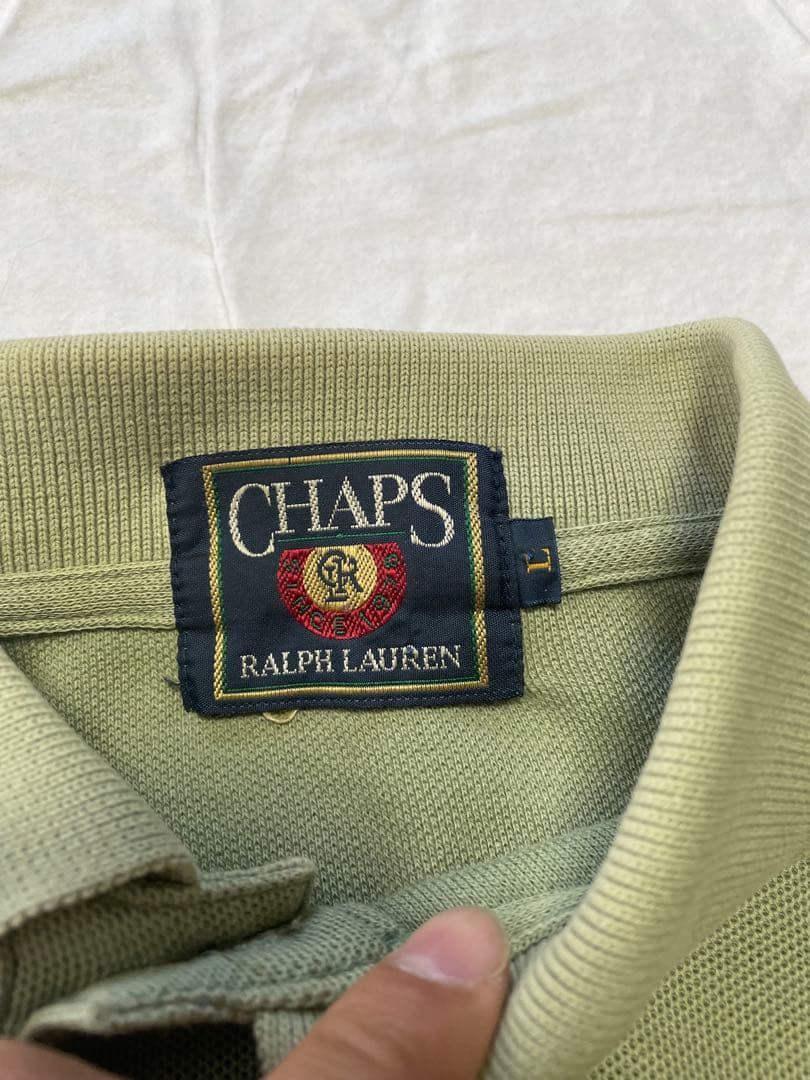 CHAPS RALPH LAUREN ラガーシャツ Lサイズ ライトグリーン