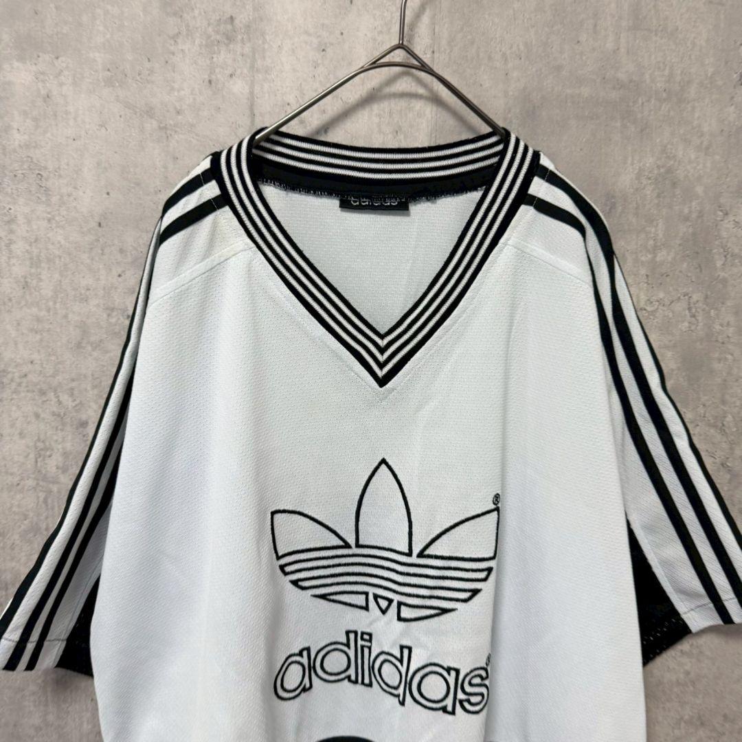 ✴️adidas　90s　両面トレフォイル　ゲームシャツ　メッシュ素材　半袖