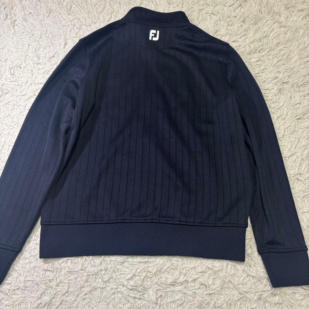 ◎極美品 FOOTJOY ゴルフ ニット ジップアップ レザー使い ロゴ刺繍L