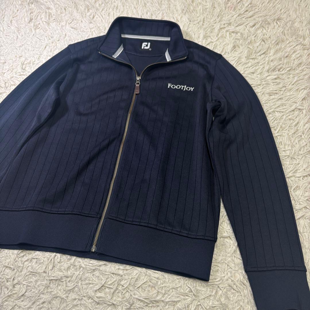 ◎極美品 FOOTJOY ゴルフ ニット ジップアップ レザー使い ロゴ刺繍L