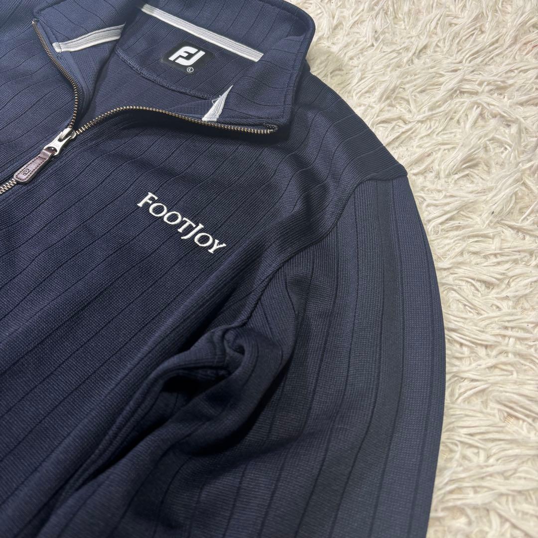 ◎極美品 FOOTJOY ゴルフ ニット ジップアップ レザー使い ロゴ刺繍L