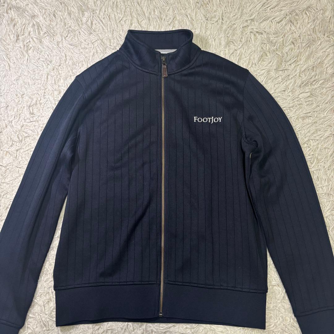 ◎極美品 FOOTJOY ゴルフ ニット ジップアップ レザー使い ロゴ刺繍L
