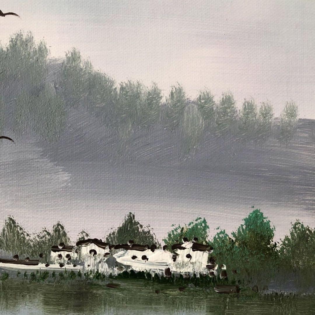 純手描き 油画 風景画 吴冠中 作品図 中国絵画 約60×71cm 未表装