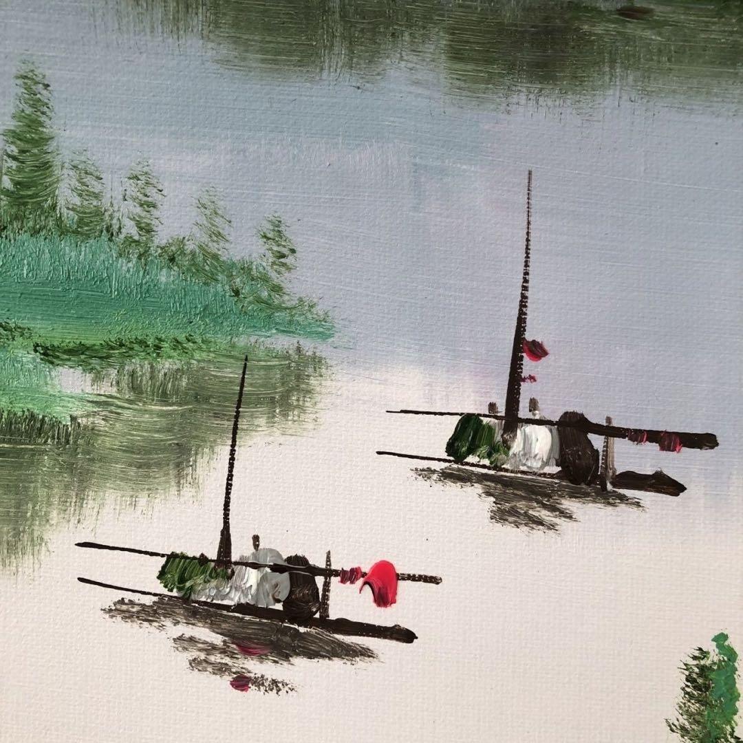 純手描き 油画 風景画 吴冠中 作品図 中国絵画 約60×71cm 未表装