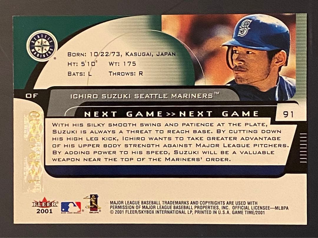 イチロー 2001 Fleer Game Time / 2000枚限定カード